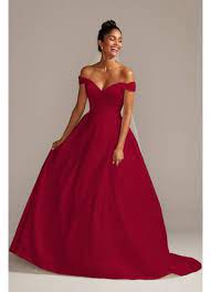 Reverie bridesmaid dresses are only available online, but it's a great way to be able to have your bridal party be able to order styles n matter where they live, and to receive your bridesmaid dresses quickly! Off The Shoulder Satin Ball Gown Wedding Dress David S Bridal