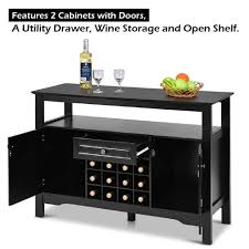 A marble veneer top adds luxury to the simple, white wood cabinet. Giantex Buffet Hutch Cabinet White Buffet Cabinet On Storage Island Kitchen Hutch Sideboard Wood Kitchenware Server With 3 Large Drawers And 9 Wine Bottle Modulars Kitchen Dining Room Furniture Home