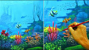 Coral reef 4. by donna maloney. Acrylic Seascape Painting Tutorial Underwater Corals And Fishes By Jm Lisondra Youtube