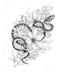 These printable coloring pages include pictures of rattlesnakes, pythons, vipers, anacondas, cobras, and more! Hand Drawn Twisted Snake Among Flowers Isolated On White Vector Royalty Free Cliparts Vectors And Stock Illustration Image 153720535