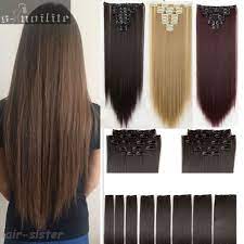 Deluxe Thick 8pcs 23 60cm Straight Full Head Clip In Hair Extensions Extension 18clips On Black Brow Clip In Hair Extensions Natural Hairpiece Brown To Blonde