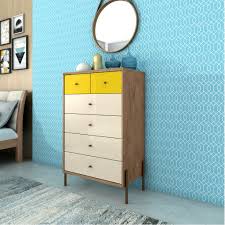 Shop our great assortment of bedroom dressers and chest of drawers in white, black, and select styles for less at walmart.com! Joy 48 43 Tall Dresser With 6 Full Extension Drawers In Yellow And Off White Walmart Com Walmart Com