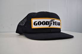 Vintage Goodyear Trucker Cap Hat Patch Vintage Baseball Biker Navy Blue 80s 24 00 Via Etsy Trucker Cap Hats Hat Patches