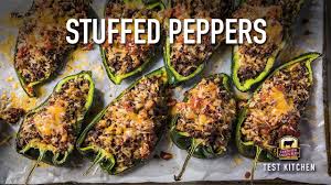 Slice the poblano peppers in half and remove the seeds and membrane. Stuffed Peppers Recipe Beef Stuffed Poblano Bake Youtube