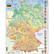 Auch eine weltkarte findest du in den downloads. Rahmen Puzzle 50 Teile 36x28 Cm Karte Deutschland Physisch Larsen Mytoys