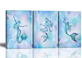✅ free shipping on many items! Mermaid Bathroom Decor Wall Art For Bedroom Large Artwork For Walls Colorful Mermaid Decor For Girls Room Canvas Art Wall Decor Framed Wall Decorations Watercolor Mermaid Wall Pictures For Bedroom Buy Online