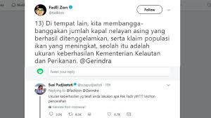 Fadli zon mendukung langkah setya novanto yang melaporkan penyebar meme ke polisi. Deputy Speaker Fadli Zon Attacks Fishing Ministry S Accomplishments Minister Susi Pudjiastuti Claps Back Coconuts Jakarta