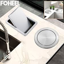 Read millions of reviews and get information about project costs. Foheel Kitchen Sink Parts Kitchen Counter Top Stainless Steel Flush Recessed Swing Flap Lid Cover Trash Bin Garbage Can Fks49 Kitchen Drains Strainers Aliexpress