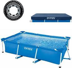 bol com intex rechthoekig zwembad metal frame 260x160x65 opzetzwembad incl afdekzeil en