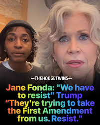 Delusional Hollywood actress Jane Fonda demands people “resist” the Trump  Administration while claiming the First Amendment is under threat. JANE  FONDA: “We have to resist this. They're trying to take the First