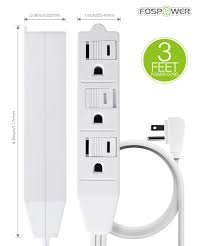 ( 4.8) out of 5 stars. Etl Listed White Fospower 3 Prong 1625w Grounded Wall Outlet With Extension Cord And 90 Degree Ac Flat Plug Adapter 3ft 3 Outlet Power Strip With Safety Cover 2 Pack Cords Adapters Multi Outlets