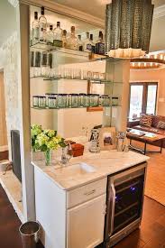 Living Room With Wet Bar Mirrored Backsplash Transitional Living Room Glass Shelves Kitchen Wet Bar Glass Shelves Ikea