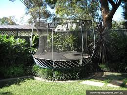 Trampolines Backyardtrampolinelandscapechildren Child Friendly Garden Backyard Trampoline Backyard Design