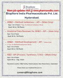 Biophore India Urgent Job Openings For R D Ar D Departments Hyderabad Pharma Jobs And Pharma Walk In Interviews Pharm In 2020 Job Opening Job Jobs For Freshers