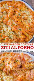 Olive Garden Five Cheese Ziti Al Forno Copycat Recipe Made With Marinara Alfredo Mozzarella Fontina Romano And Parmesan Ziti Recipes Five Cheese Ziti Food