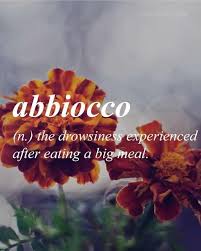 Abbiocco Noun The Drowsiness Experienced After Eating A Big Meal Uncommon Words Weird Words Unusual Words