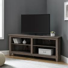 Corner tv cabinet designs for living room please like, comment and subscribe! Woven Paths Transitional Corner Tv Stand For Tvs Up To 65 Grey Wash Walmart Com Walmart Com