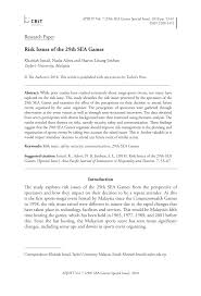 Pdf Risk Issues Of The 29th Sea Games