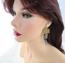 Stephen Dweck Celtic Knot Blue Coral & Pearl Brass Clip-On Earrings