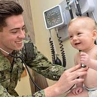 Lt. Cmdr. Mike Mattingly, a pediatric cardiologist at Naval Medical Center  Portsmouth (NMCP), talks about the risks of a newborn developing a heart  murmur during the Tidewater Military Pediatric Symposium at NMCP. -