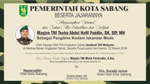 Check spelling or type a new query. Ucapan Selamat Dari Pemko Sabang Untuk Panglima Kodam Iskandar Muda Serambi Indonesia