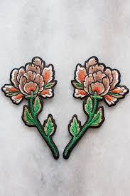 Embroidered Peony Patches With Iron On Backing Can Be Used To Frame And Complement Your Other Favourite Embroidery Patches Embroidered Patches Sticker Patches
