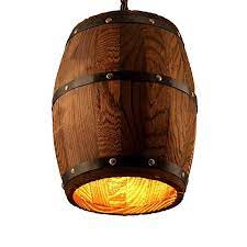 Newrays Antique Wood Wine Barrel Pendant Lamp Hanging Rustic Unique Kitchen Bar Ceiling Lamp Light Fix Pendant Ceiling Lamp Pendant Lamp Pendant Light Fixtures