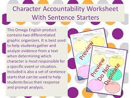 Character Accountability Worksheet Graphic Organizers Classroom Activities Elementary Education Lesson Plans