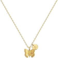 10 pcs 14k gold charm holder double openheart necklace jewelry. Amazon Com Initial Butterfly Pendant Necklace Women 14k Gold Plated Handmade Dainty Butterfly Necklace With Initial Round Disk Pendant A Jewelry