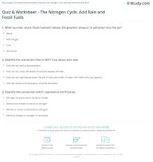 Quiz Worksheet The Nitrogen Cycle Acid Rain And Fossil Fuels Study Com
