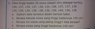 We did not find results for: Data Tinggi Badan 20 Siswa Dalam Cm Sebagai Berikut 140 137 135 137 136 134 138 137 138 Brainly Co Id