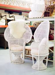 Wedding And Event Rental Company Warehouse With White Wicker Peacock Chairs In Austin Texas Via Wicker Peacock Chair White Wicker Mid Century Modern Furniture