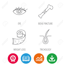 Bone Fracture Weight Loss And Trichology Icons Eye Linear Sign