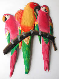 Parrot Wall Hanging Tropical Art Parrot Outdoor Metal Wall Etsy Outdoor Metal Wall Art Tropical Decor Metal Bird Wall Art