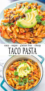 One Pot Taco Pasta Contentedness Cooking Recipe Vegan Pasta Recipes Taco Pasta Pasta Dishes