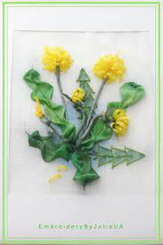 Yellow Dandelion Card Luxury Textile Art Small Picture Design Etsy Flower Cards Textile Art Small Pictures