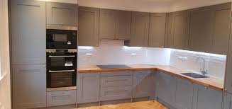 Check spelling or type a new query. Unused Modern Shaker Style Wood Blue Grey Kitchen With Solid Oak Worktops Unused Appliances