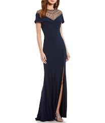 Xscape Beaded Sequin Illusion Top Gown Dillards With Images Gowns Dresses Casual Dresses