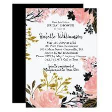Blush Pink Black Gold Bridal Shower Invitations Zazzle Com Rose Gold Bridal Shower Bridal Shower Invitations Gold Bridal Shower Invitations