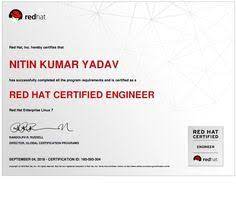 Redhat Inc Hereby Certifies That Nitin Kumar Yadav Has Successfully Completed All The Program Requirements And Is Ce Red Hat Enterprise Linux Red Hats Linux