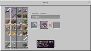 A trident is a weapon used in both melee and ranged combat and is a rare drop from drowned. I Try To Enchant My Trident But It Won T Work The Trident Has Mending And Loyalty On It Minecraft