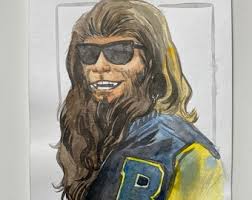 Teen Wolf 80s Original Art Watercolor Sketch 6”x9”