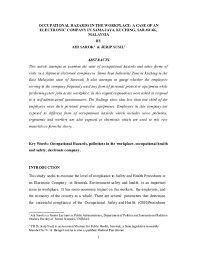 Study 1 entailed a content validation of. Doc Occupational Hazards In The Workplace A Case Of An Electronic Company In Sama Jaya Kuching Sarawak Malaysia Ahi Sarok Academia Edu