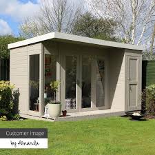 Waltons 12 X 8 Contemporary Summerhouse With Side Shed Diy Shed Plans Contemporary Garden Rooms Summer House