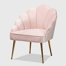 One or two of these & your living room is almost complete. Cinzia Velvet Upholstered Seashell Shaped Accent Chair Light Pink Gold Baxton Studio Target