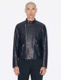 Armani Exchange Faux Leather Biker Jacket Blouson Jacket