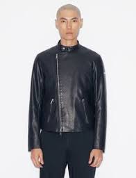 armani exchange faux leather biker jacket blouson jacket