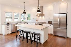 Using the l shape to fashion a separate zone helps to create a sociable dining area that feels disconnected just enough from the main cooking space. 44 L Shape Kitchen Layout Ideas Photos Home Stratosphere