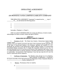 Division of corporations 401 federal street suite 4 dover, de 19901. Operating Agreement Llc Pa Fill Online Printable Fillable Blank Pdffiller