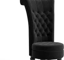 MU Retro High Back Armless Chair, Velvet Royal Furniture Chair, Upholstered  Tufted Accent Seat for Living Room, Dressing Room, Bedroom, Black